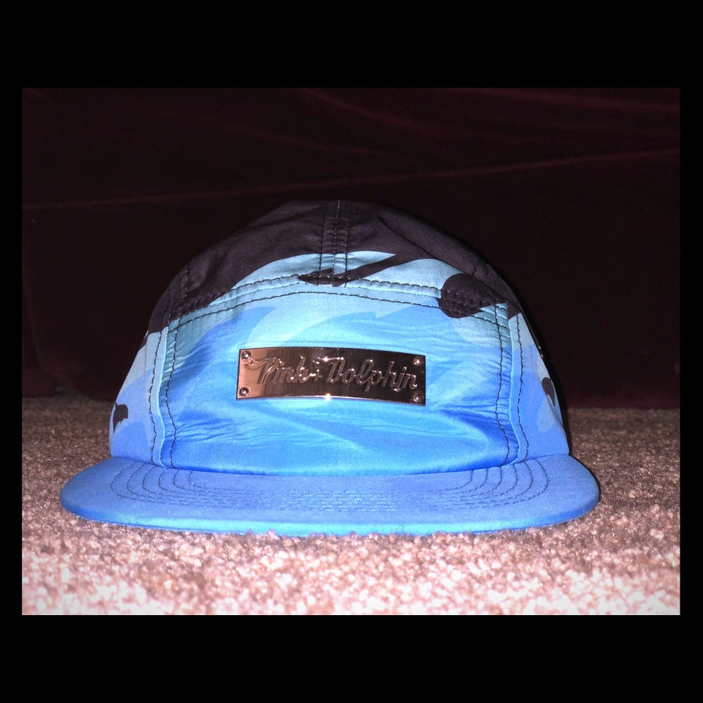 Pink Dolphin Blue, Black, and White Hat (Flat Bill